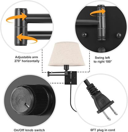 TRLIFE Wall Sconce Plug in, Remote Control Dimming 10-100% and Adjustable Color - Image 4