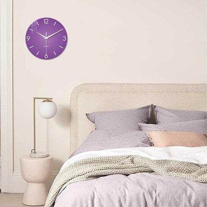 XFM Round Purple Wall Clock 14 Inch Silent Non-Ticking Battery Operated - Image 2