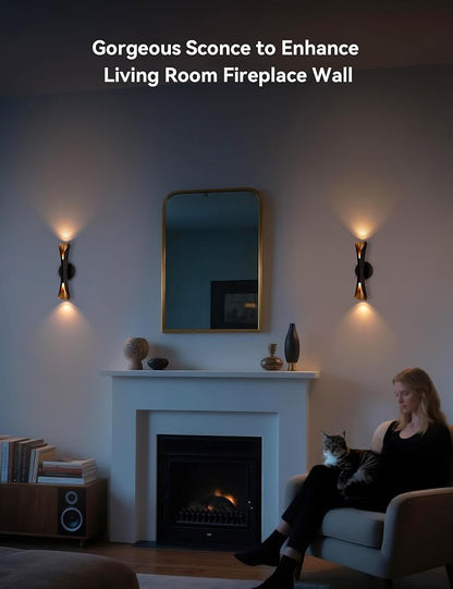 Tubicen Wall Sconces Set of Two Dimmable Mid-Century Modern Black and Gold - Image 5