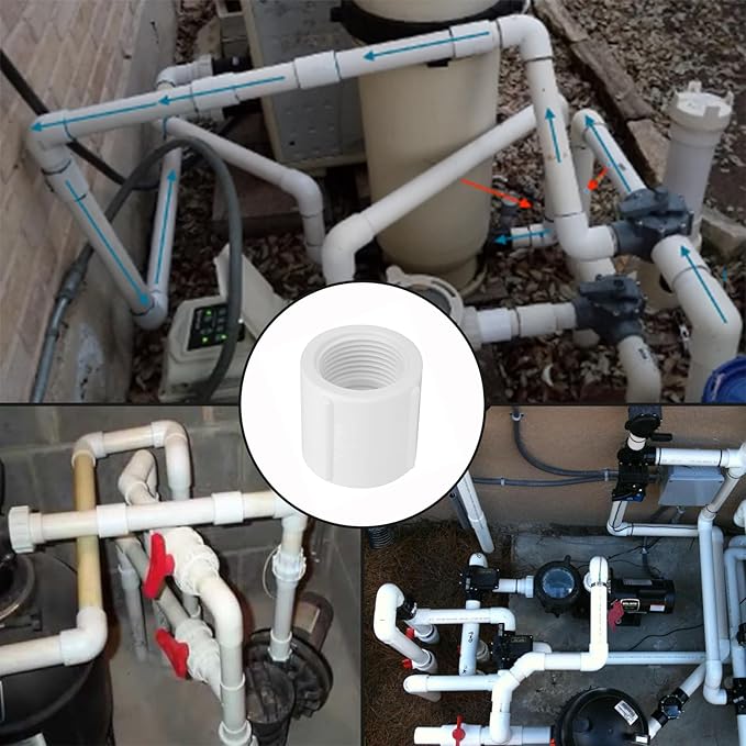 10Pack 1" Double Female Thread PVC Pipe Coupling Adapter Pipe Fitting Connector (Female x Female) SCH40 1Inch PVC Female Threaded Pipe Coupling for Sprinkler,Irrigation,Swimming Pools