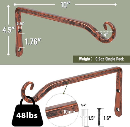 FEED GARDEN 2 Pack 10 Inch Hanging Plant Bracket Wall Hooks Decorative Plant - Image 5
