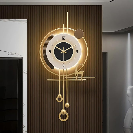 Modern Wall Clock for Living Room, Large Gold Decorative Wall Clock by HEBOIXHOMEDECOR