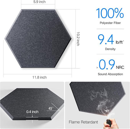 12 Pack Self-Adhesive Acoustic Panels 12" X 10" X 0.4" - Image 3