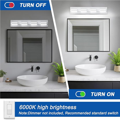 IZORRO LED Modern Bathroom Lights Fixtures, Matte White Acrylic Wall Lighting - Image 4