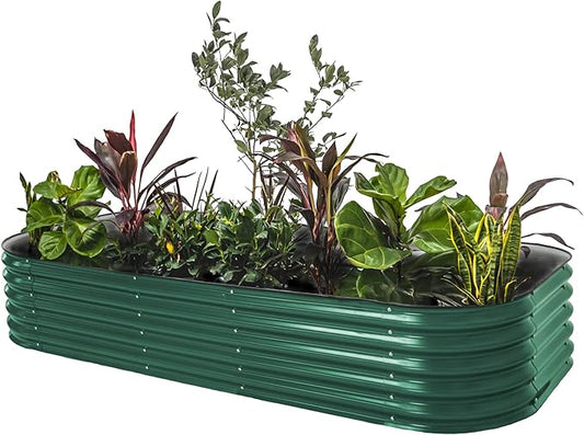 Vego garden Raised Garden Bed Kit, 17" Tall 10 in 1 Modular Raised Garden Beds Kit, Metal Planter Box for Vegetables, Flowers, Herbs, British Green