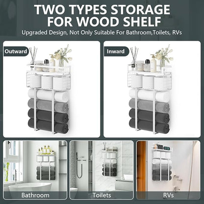 Towel Racks for Bathroom, Bathroom Shelf Over Toilet, Floating Shelves - Image 5