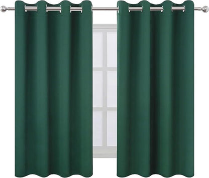 LEMOMO Dark Green Bedroom Blackout Curtains/52 x 54 Inch Long/Set of 2 Curtain - Image 2