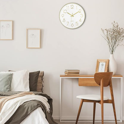 Foxtop Gold Wall Clock 12 Inch Silent Non-Ticking Battery Operated Round Modern - Image 7