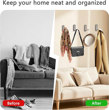 6PCS Foldable Wall Hooks, Zinc Alloy Flip Down Hooks, Retractable Wall Hooks - Image 5