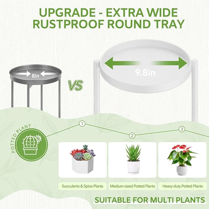 iDavosic.ly 7 Tier Large Plant Stand Indoor, 10 Inch Wide Tall Corner Metal Plant Stands Outdoor for Multiple Plants, Folding Tiered Flower Display Holder Rack Shelf, White