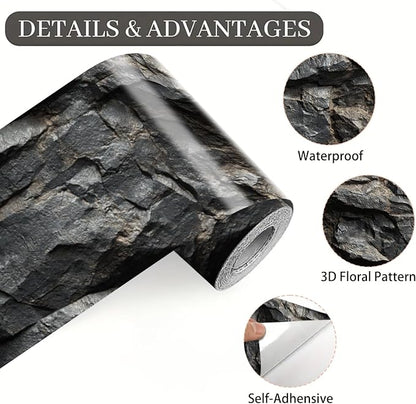 Stone Wallpaper Border 196x4 Inch Peel and Stick Wall Border Dark Slate Rock - Image 9