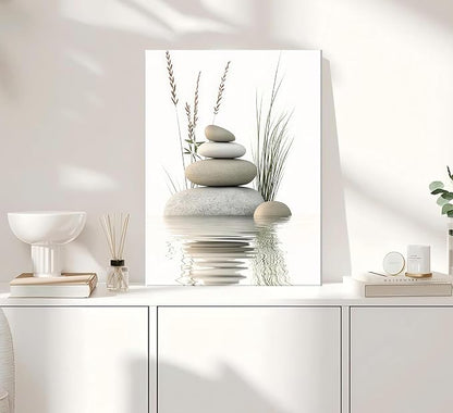 KBIERQN Zen Stone Canvas Wall Art Stacked Stones in Water Poster Print Tranquil - Image 6