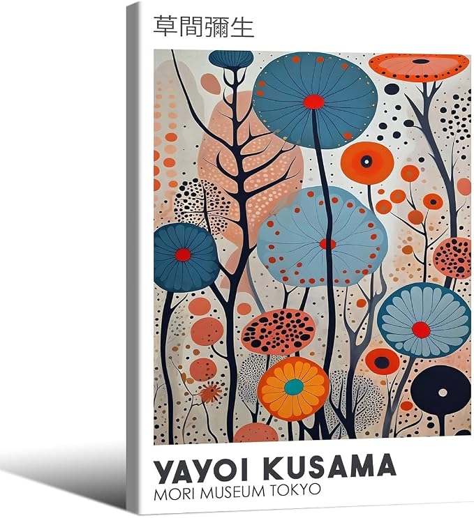 Yayoi Kusama Framed Wall Art 24x36in Vintage Japanese Painting Posters Tokyo by Heltrappe