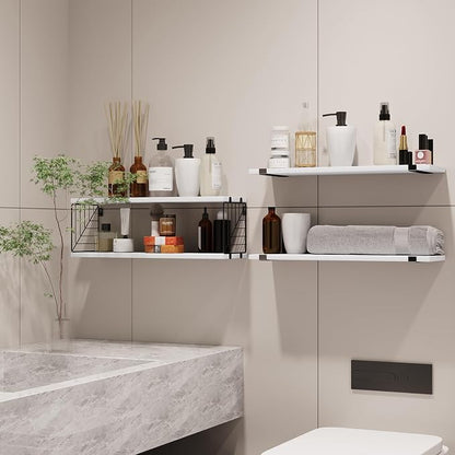 Fixwal 3+1 Tier Bathroom Floating Shelves Over Toilet, 15.8in Farmhouse Rustic - Image 5