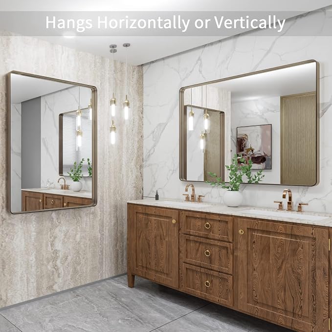 LOAAO 40”X36” Bronze Bathroom Mirrors - Image 4