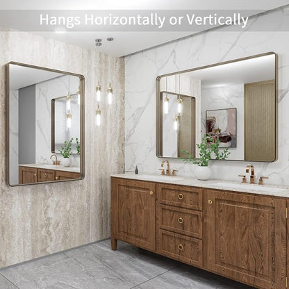 LOAAO 40”X36” Bronze Bathroom Mirrors - Image 4