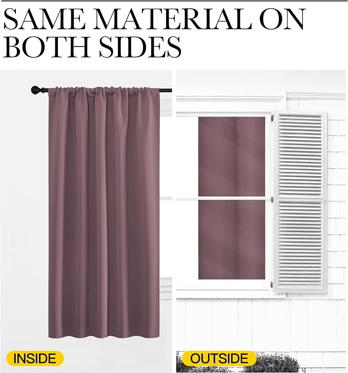 NICETOWN Blackout Curtains for Living Curtains, Dry Rose, 2 Panels, 29 by 30 - Image 5