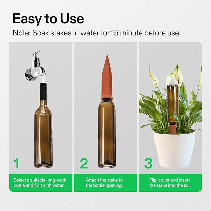 VIVOSUN 6-Pack Self-Watering Spikes, Hexagonal Terracotta Watering Stakes, Auto-Water Device, Planter Insert for Indoor & Outdoor Potted Plants