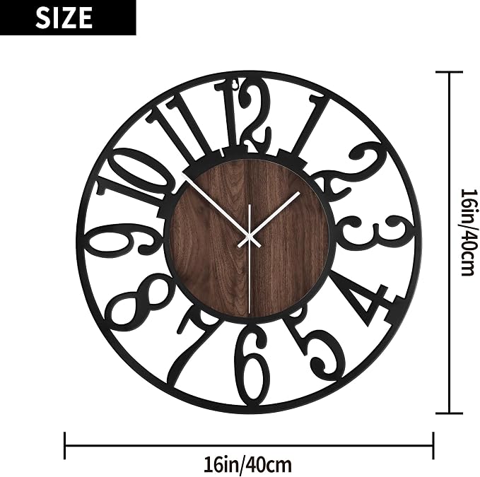 1st owned Wall Clock for Living Room -16" Silent Non Ticking, Battery Operated - Image 3