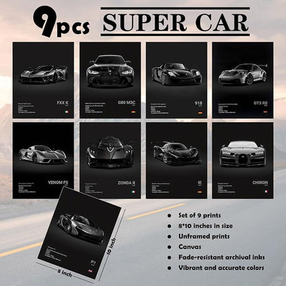 CSLGQGV Car Poster Vintage Racing Car Wall Art Supercar Canvas Prints Painting - Image 4