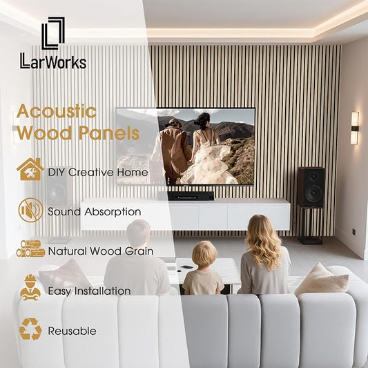 Wood Slat Wall Panels 4 Pack 94.5" x 7.9", Acoustic Wooden Panel - Image 2