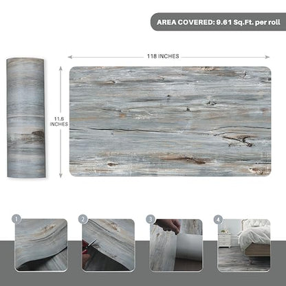 Wood Grain Peel and Stick Floor Tiles – 11.8” Width, Full Roll Length of 118" – - Image 3