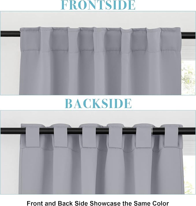 RYB HOME Bedroom Curtains, Room Darkening Thermal Insulated Curtain Back Tab - Image 3