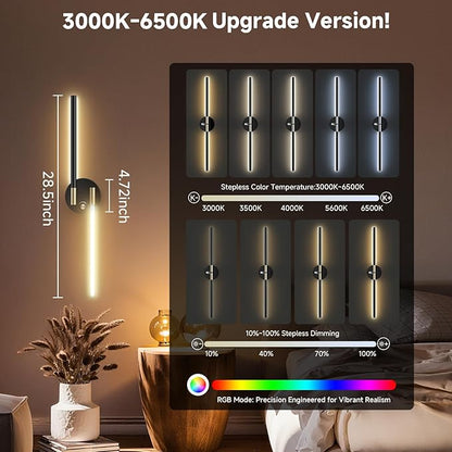 Wall Sconces with 360°DIY Independently Rotatable Lamp, 10000mAh Rechargeable - Image 3