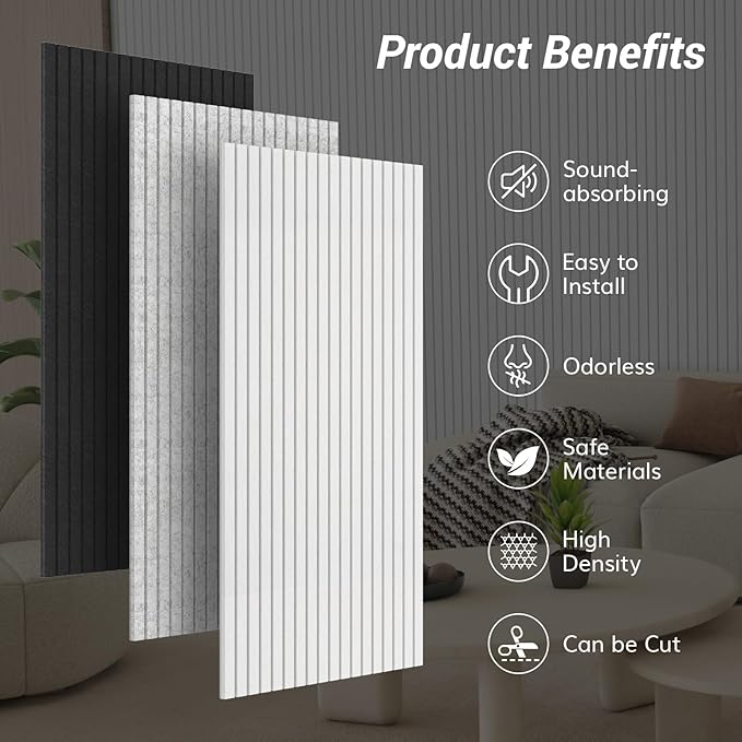 TONOR 8 Pack Large Acoustic Panels, 47.2" X 23.6" X 0.35" Acoustical Wall Panel - Image 6