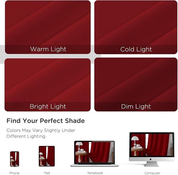 CUCRAF Red Blackout Curtains 54 inch Length 2 Panels Set, Rod Pocket Room - Image 4