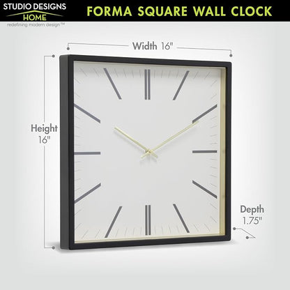 Forma Square Modern Wall Clock, Quartz Movement, Glass Face, Contemporary - Image 3