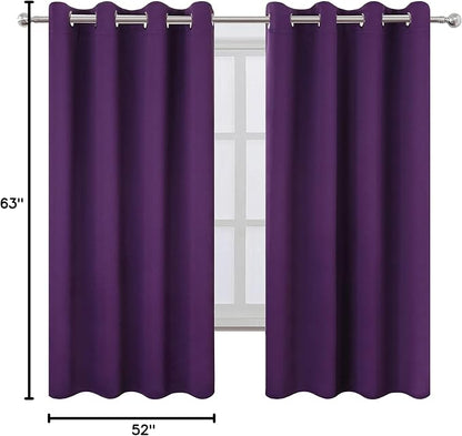LEMOMO Blackout Curtains 52 x 63 inch/Purple Curtains Set of 2 Panels/Thermal - Image 10