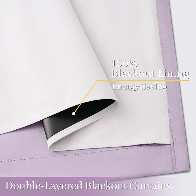 Yakamok 100% Blackout Curtain Panels 96 inches Cold and Light Blocking Drapes - Image 4