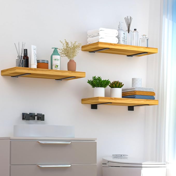 8 Pack - 14 inch Black Hidden L Shelf Bracket Iron Floating Shelf Brackets - Image 4