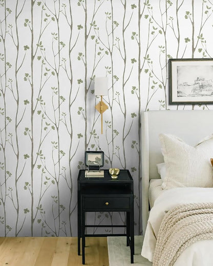 Timeet Floral Wallpaper Peel and Stick Green Leaf Contact Paper Boho Flower - Image 3