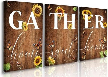 GUBIYU Farmhouse Dining Room Wall Art Gather Signs - Image 2