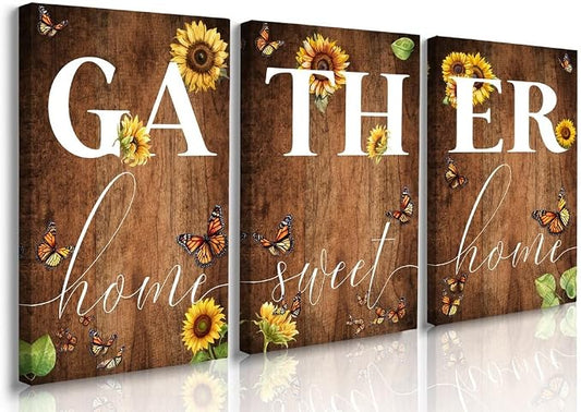 GUBIYU Farmhouse Dining Room Wall Art Gather Signs - Image 2