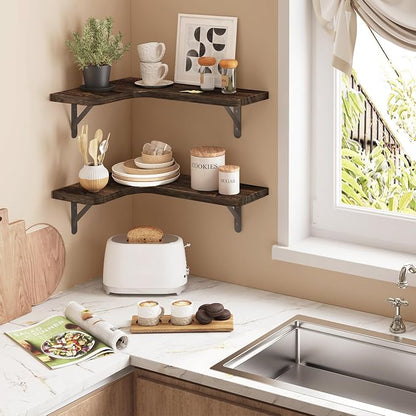 YGEOMER Corner Floating Shelves, Wall Mounted Corner Shelf - Image 5