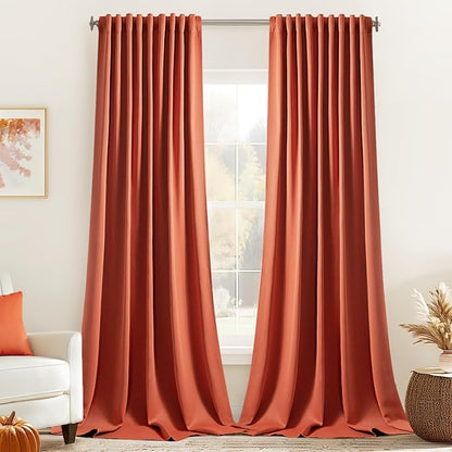 MIULEE Back Tab Burnt Orange Blackout Curtains 96 Inch Long 2 Panels Set by MIULEE
