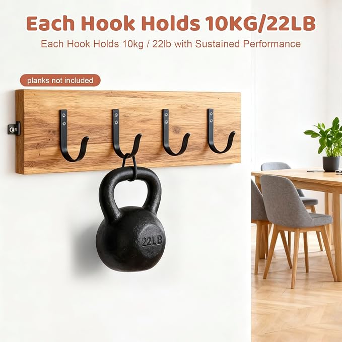 Wall Hooks for Hanging, Large Coat Hooks Wall Mount, Heavy Duty Screw in Metal - Image 7