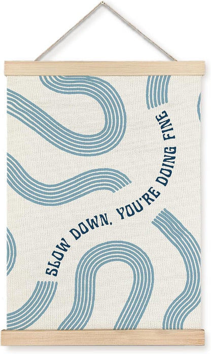 Yomisex Blue Slow Down You're Doing Fine Inspirational Wall Art Poster by VintageHomeDecor