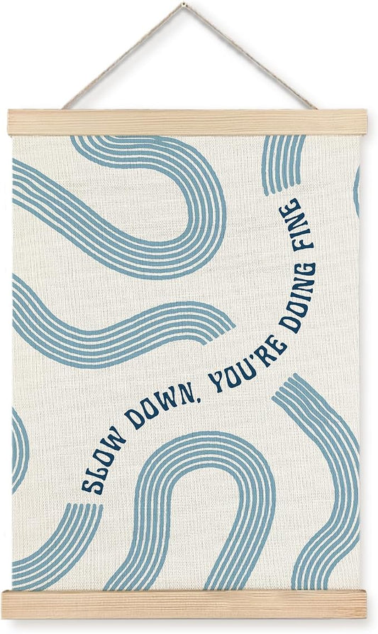 Yomisex Blue Slow Down You're Doing Fine Inspirational Wall Art Poster by VintageHomeDecor