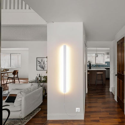 KELUOLY Modern Plug in Wall Lights, 31.4 inch Frosted White LED Long Wall Sconce - Image 2