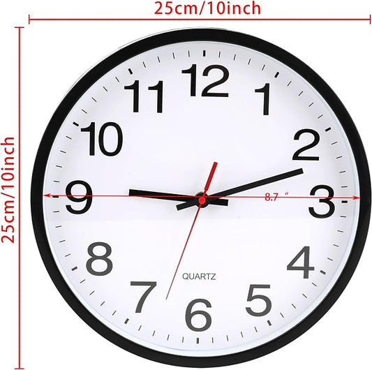 OceeK Black Wall Clock Silent Non Ticking 10 Inch, Modern Wall Clocks, Small - Image 2