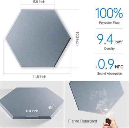 18 Pack Self-Adhesive Acoustic Panels 12" X 10" X 0.4" - Image 3
