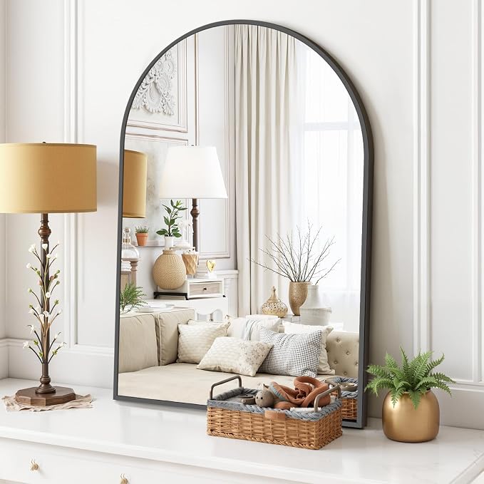 Arched Wall Mirror 38x26 Inch Black Bathroom Vanity Mirror - Image 2