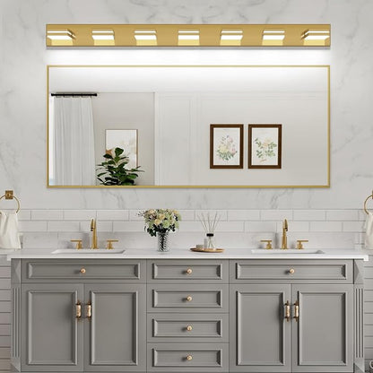 SineRise LED Modern Bathroom Vanity Light Fixtures, Brass Modern Acrylic - Image 8