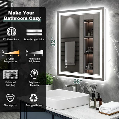 32x28 Inch LED Bathroom Mirror - Image 2