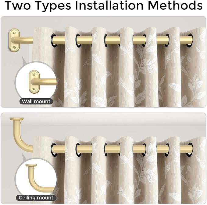 2 Pack Curtain Rods 32-46 Inch, 1 Inch Adjustable Heavy Duty Room Darkening - Image 4