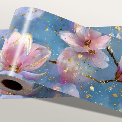 Magnolia Flower Wallpaper Border 196x4 Inch Peel and Stick Wall Border Pink by IOHEFY